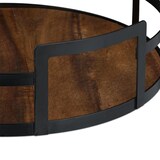 thumbnail of Relaxdays Tablett rund, Holz und Eisen, HxD 8,5x30,5 cm, Serviertablett, Griffe, hoher Rand, Dekotablett, braun/schwarz