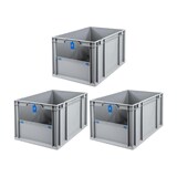 thumbnail of PROREGAL 3x Eurobox NextGen Insight Cover | HxBxT 32x40x60 | 65 Liter | Hoch/Blau | Eurobehälter, Transportbox, Transportbehälter