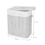 thumbnail of Wäschekorb HWC-C21, Laundry Wäschebox Wäschesammler Wäschebehälter, Bambus 2 Fächer 63x55x34cm 100l ~ weiß