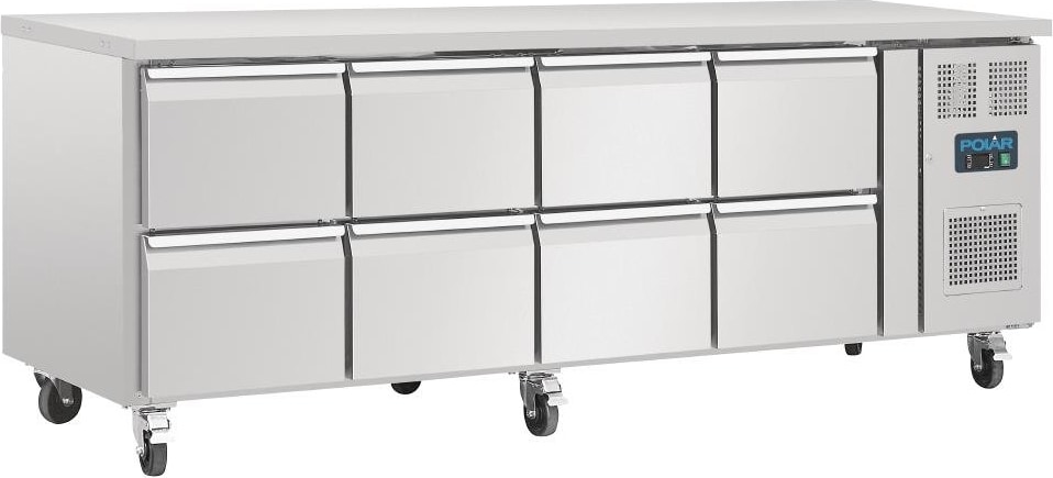 Polar Serie U GN-Kühltisch mit 8 Schubladen 616L