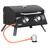 thumbnail of Barbacoa de Mesa a Gas Plegable con 2 Quemadores Parrilla de Gas Portátil con Tapa Acero a Carbono para Camping Picnic al Aire Libre 55x46,5x41 cm