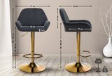 thumbnail of 2er Set Barhocker BIKEL - Samt Schwarz 51x52x89 cm Gold | Barstuhl Höhenverstellbar Mit Lehne Drehbar Tresenhocker Tresenstuhl Kneipenhocker