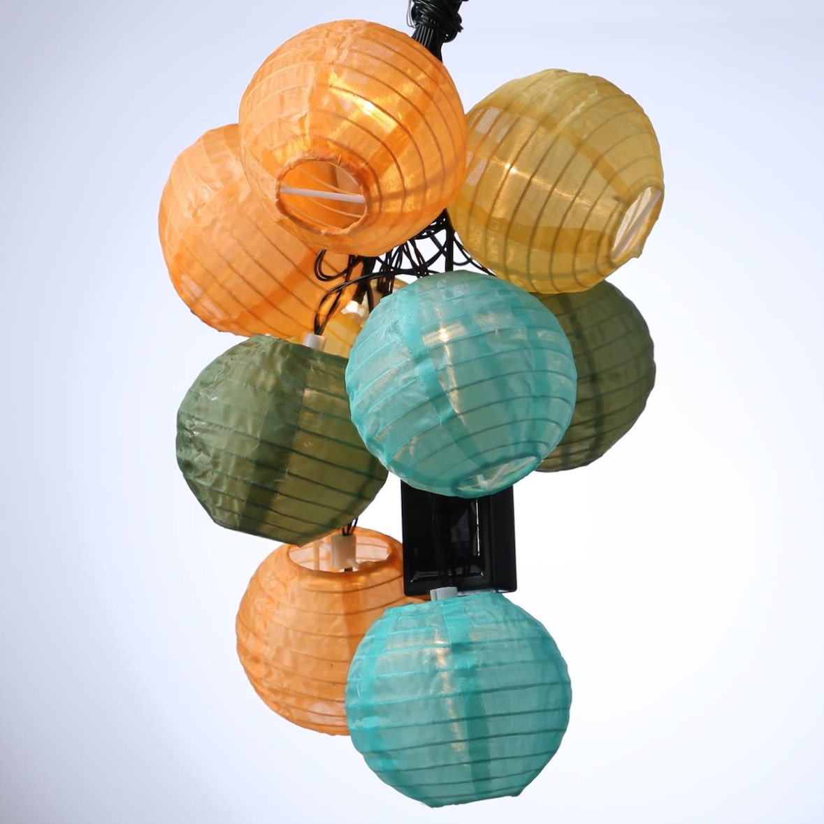 LED Solar Lichterkette Lampion 10 bunte Lampions Garten Balkon Terrasse L: 4,5m