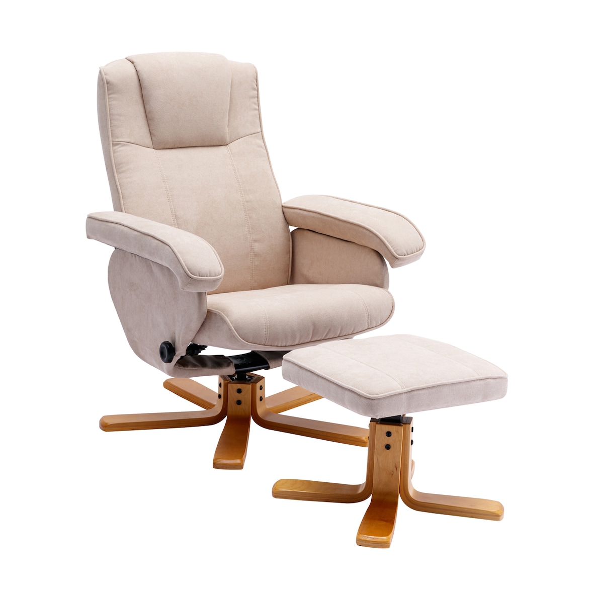 SVITA Charles Relaxsessel Hocker Sessel Beige Fernsehsessel Drehsessel Polyester Beige