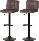 thumbnail of 2er-Set Barhocker gepolstert mit Lehne | Sitzhöhe 63-83cm | höhenverstellbar drehbar | Stoff Chenille | Braun| Tresenhocker Barstuhl