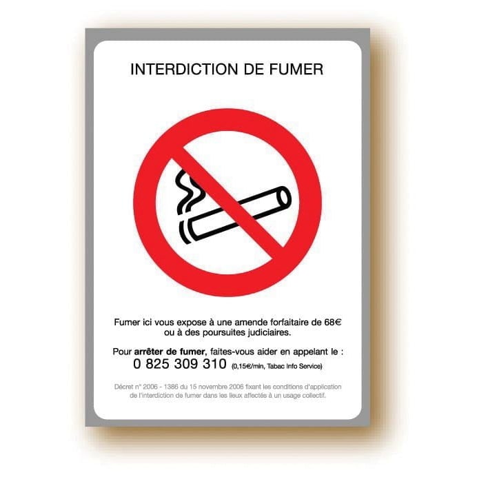 Pancartes "Interdiction de Fumer" / "Emplacement Fumeur" Interdiction de fumer