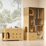 thumbnail of Katzenvilla Set 90x50x160 Katze Spielhaus Kratzbaum Kratzmöbel mit Katzentoilettenschrank 100x45x66 MDF Katzenmöbel Ahornholz für mehrere Katzen