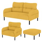 thumbnail of Merax Modulares 3er-Set Cord-Sofa: Sessel, 2-Sitzer & Hocker mit Tasche, Senfgelb