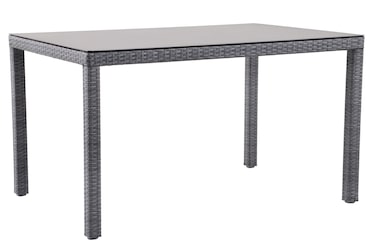 METRO PROFESSIONAL Mesa de exterior Balsario, alumínio/rattan PE, 130 x 90 cm, retangular, cinzento
