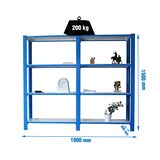 thumbnail of Módulo de 2 estantes Officlick com 4 prateleiras cada. Azul/branco 1500x1800x300 mm