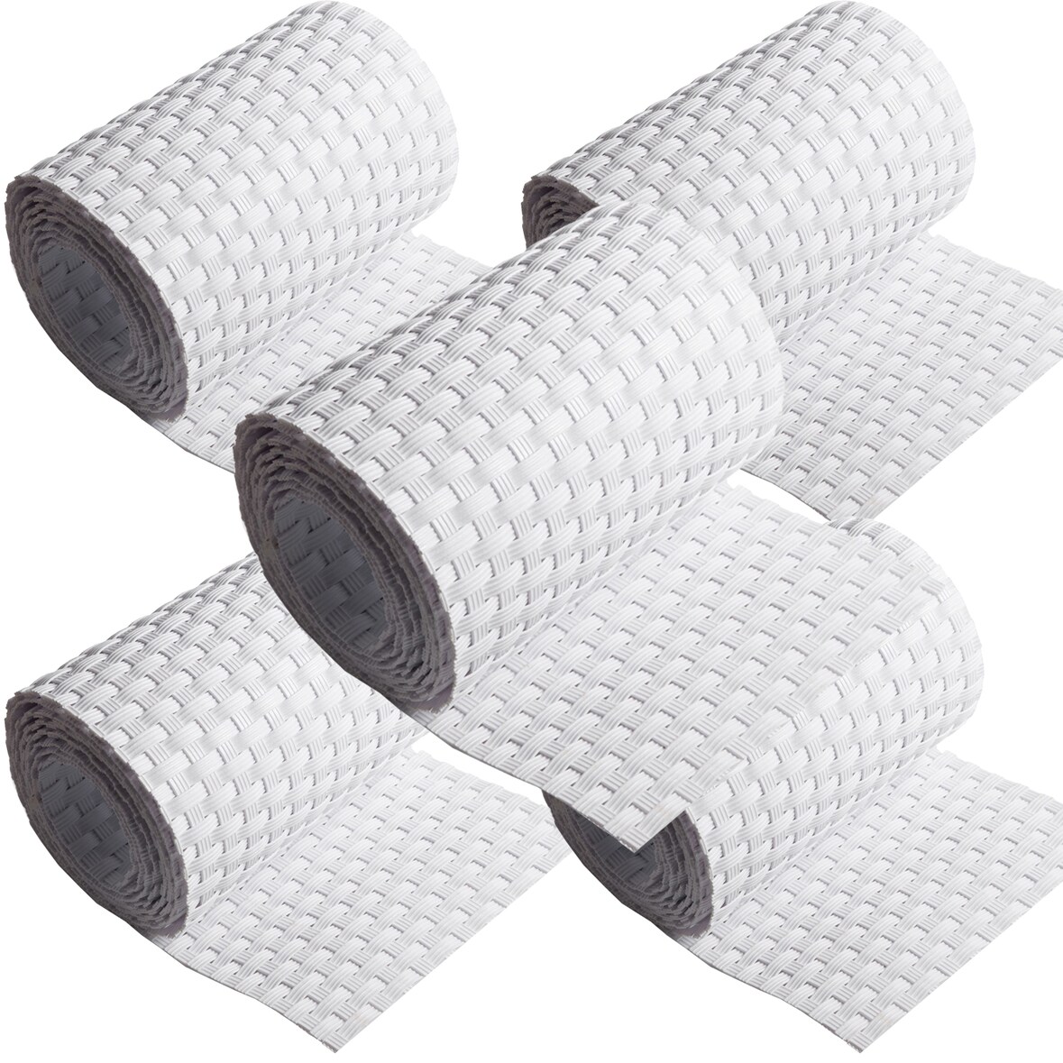 NYVI Polyrattan Sichtschutzstreifen Privafence 255x19 cm - Sichtschutz für Doppelstabmatten Zaun 5 Rollen Weiß