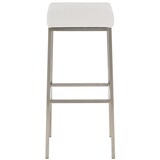 thumbnail of Banco de bar Montreal com cobertura em pele sintética aço inoxidável/branco