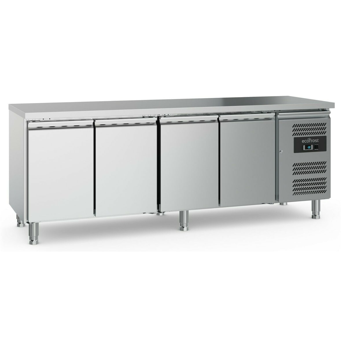 Gastro Edelstahl Kühltisch Kühltheke 4 Türen 2230x600x850mm 449l +2/+8°C