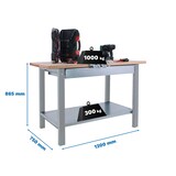 thumbnail of SimonRack Établi industriel avec tiroir, 1200x750 mm, plateau en bois lamellé 32 mm, charge 1000 kg, Gris - BT-6 PRO