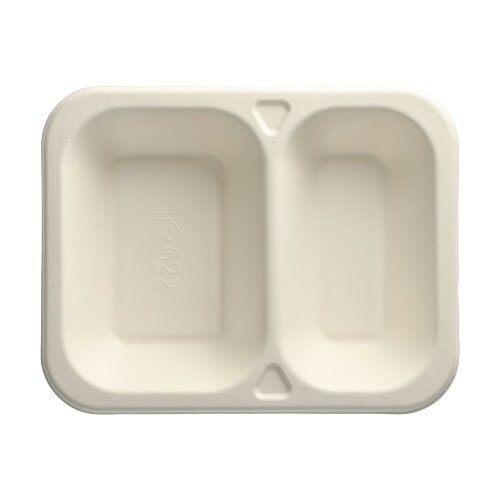 PAPSTAR 100 Siegelschalen, Zuckerrohr 2-geteilt 800 ml 4,2 cm x 18,5 cm x 23,5 cm weiss