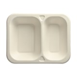 thumbnail of PAPSTAR 100 Siegelschalen, Zuckerrohr 2-geteilt 800 ml 4,2 cm x 18,5 cm x 23,5 cm weiss