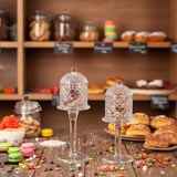 thumbnail of Bonbonnière en verre sur pied avec couvercle 10x33cm