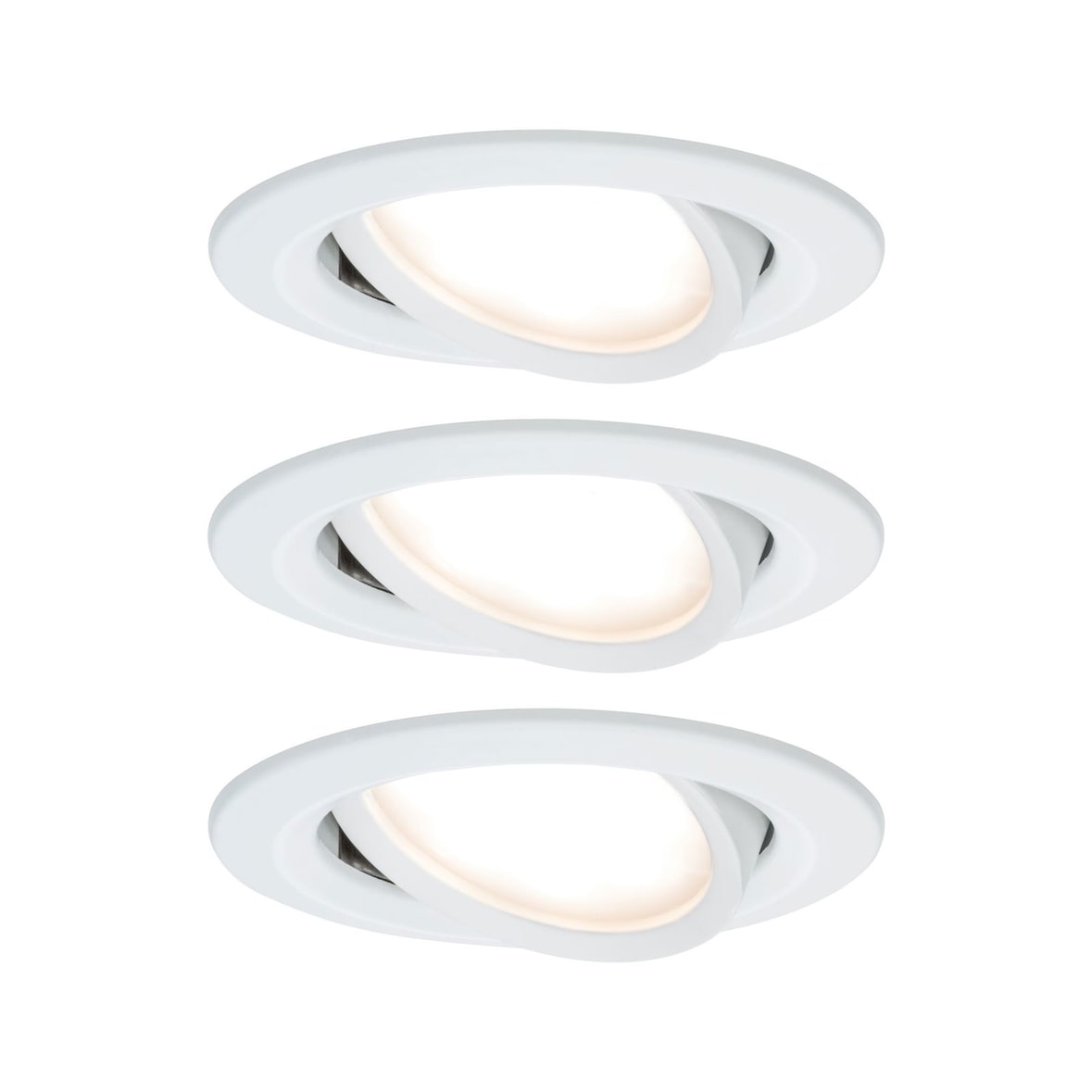 Paulmann LED Einbauleuchte Nova Plus Coin Basisset schwenkbar  rund 84mm 50° Coin 3x6W 3x470lm 230V dimmbar 2700K Weiß matt 93875