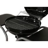 thumbnail of Barbecuetrolley HWC-N16, houtskool barbecue ketel barbecue tuinbarbecue met deksel drie schappen, staal email 143x131x66cm zwart