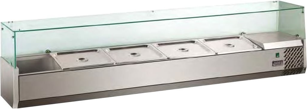 GastroHero Kühlaufsatz ECO 5 x GN 1/4 mit Glasaufsatz