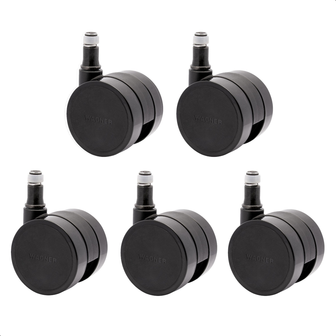 WAGNER Bürostuhlrollen 5tlg. DESIGN - Ø 50 mm, intervallgebremst, Steckstift, Tragkraft je 50 kg - DE Ware - 02173561