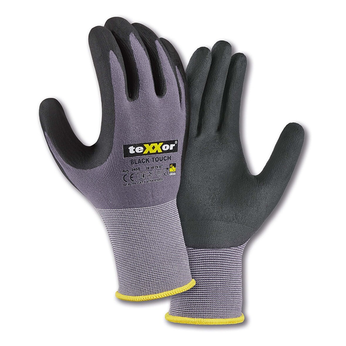 6 Paar teXXor® Nylon-Strickhandschuhe BLACK TOUCH®, 2450