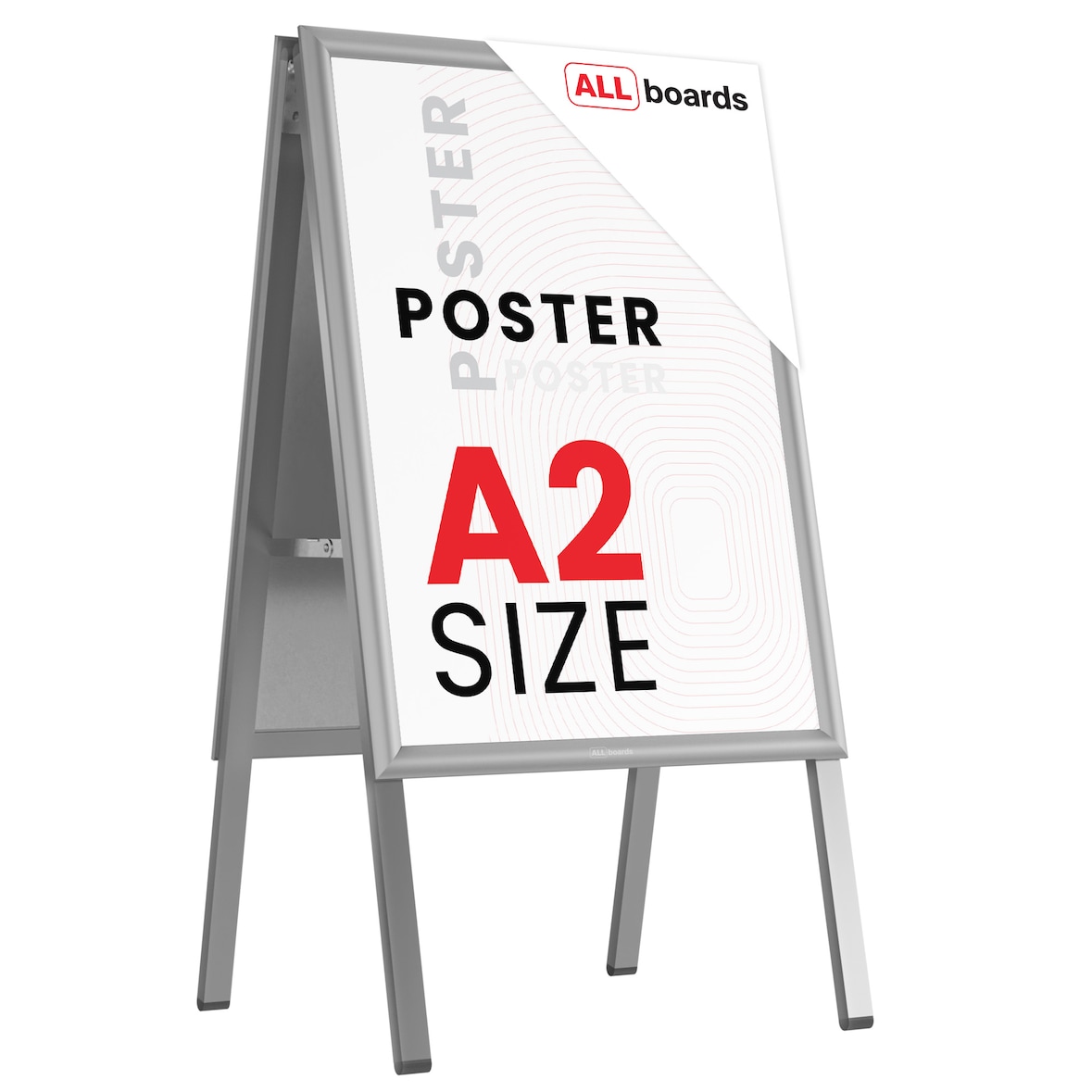 ALLboards Chevalet Porte-Affiche Double Face Cadre en Aluminium Gris – Format A2