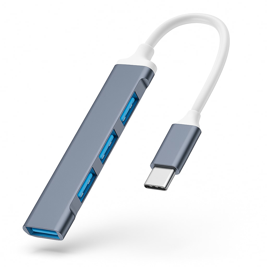 Premium USB-C Hub mit 4× USB 3.0 Anschlüssen – Aluminium, schnelle Datenübertragung, für Mac, Windows, Samsung, Apple