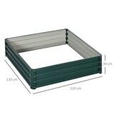 thumbnail of Outsunny jardinera exterior grande rectangular de acero galvanizado con base abierta para cultivar plantas flores hierba 120x120x30 cm verde