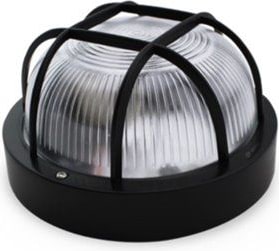 Aplique redondo de termoplástico con rejilla NEGRO E27 GSC 0700157