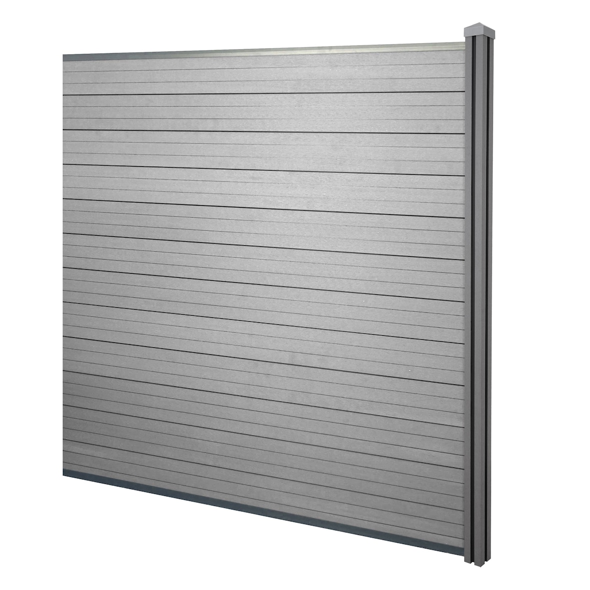 WPC-Sichtschutz Sarthe, Windschutz Zaun, WPC-Pfosten ~ Erweiterungselement, 1,88m grau