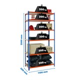 thumbnail of Maderclick schraubenloses Metallregal 6 Böden. Farbe BLAU/ORANGE/HOLZ 2500x1100x500 mm