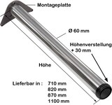 thumbnail of Tischbeine höhenverstellbar Ø60mm Edelstahl Optik für Schreibtisch Esstisch Länge 560mm