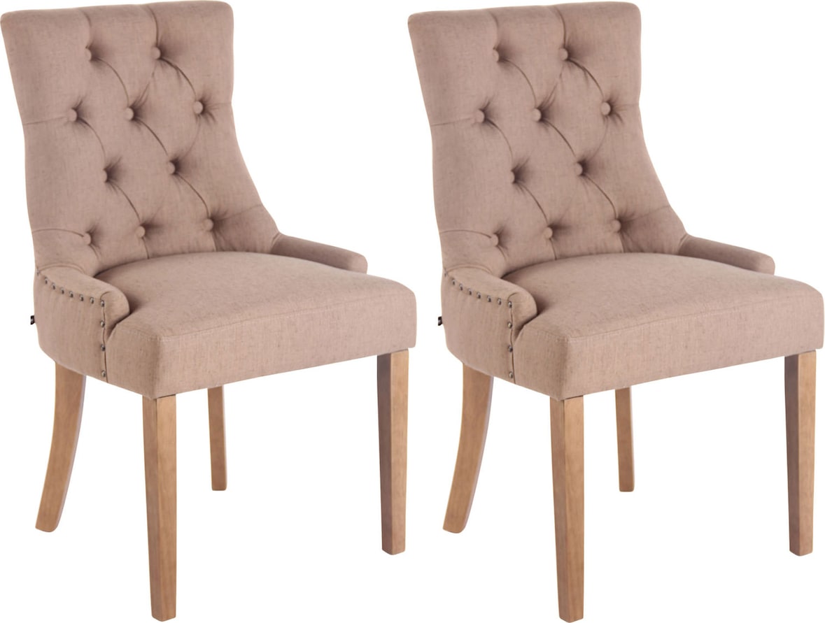 CHEFGASTRO 2er Set Esszimmerstuhl RIO DE JANEIRO Stoff antik-hell HxBxT 92x55x58cm Stoff Taupe Küchenstuhl