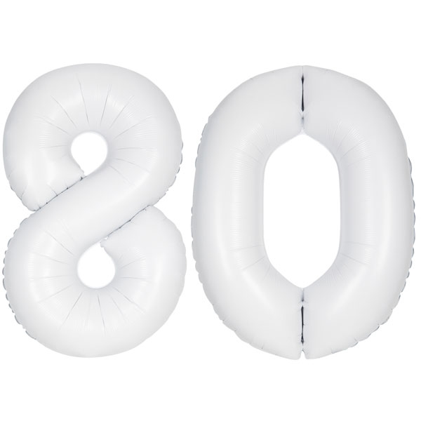 Playflip XL Folienballon weiß Zahl 80