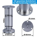 thumbnail of 8 Möbelfüße Sofafuß Möbelbeine ALUMINIUM gebürstet Höhe 6 cm 38 mm belastbar bis 250 KG Sofa Bett
