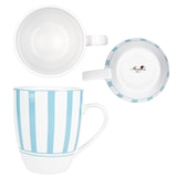 thumbnail of Split türkis 6er Set Kaffeebecher 300ml Porzellan-Tasse 6 Pers Streifen Kakao