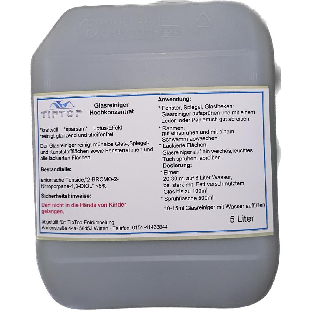 Glasreiniger Hochkonzentrat 5L ergibt  bis zu 2000 L Glasreiniger