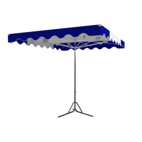 Parasol forain 300X250 avec système télescopique bleu h/blanc.