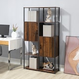 thumbnail of HOMCOM Libreria Moderna Stile Industriale con 4 Ripiani e 2 Armadietti, Scaffale in Metallo e Legno per Casa e Ufficio, 90x30x159.5cm, Nero e Marrone