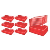 thumbnail of PROREGAL 8x Eurobehälter Fleischerkasten E1 mit Auflagedeckel | HxBxT 12,5x40x60cm | 25 Liter | Rot | Fleischerkiste, Fleischkiste
