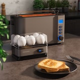 thumbnail of Arendo Frühstücks-Set, 6er Eierkocher SIXCOOK, Langschlitztoaster 4-Scheiben, Grau