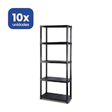 thumbnail of Pack 10 Estanterías de Resina 5 Baldas Negra XL - 171x61x31 cm - Capacidad 125kg - Estructura de Plástico Alta Resistencia para Almacén y Garaje