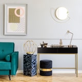thumbnail of Relaxdays Konsolentisch, 2 Schubladen, Sideboard Flur, Wohnzimmer, Ablagetisch Holzoptik, HBT 80x110x40 cm, schwarz/gold