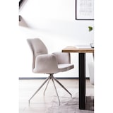 thumbnail of SalesFever Esstischgruppe 5-tlg.|160x90cm|Platte Akazie 26mm nussbaum|Metallgestell schwarz|4 Armlehnstühle 180° drehb. Strukturstoff |hellgrau