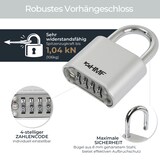 thumbnail of HMF Zahlenschloss Vorhängeschloss, Schloss mit 4-stelligem Zahlencode aus Zinklegierung, 5,3 x 2,4 x 7,8 cm, Silber