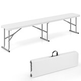 thumbnail of Helloshop26 - Opvouwbare plastic tuinbank 182 x 27,5 x 43 cm praktisch en draagbaar voor gebruik buitenshuis gemaakt van wit HDPE 20_0010584