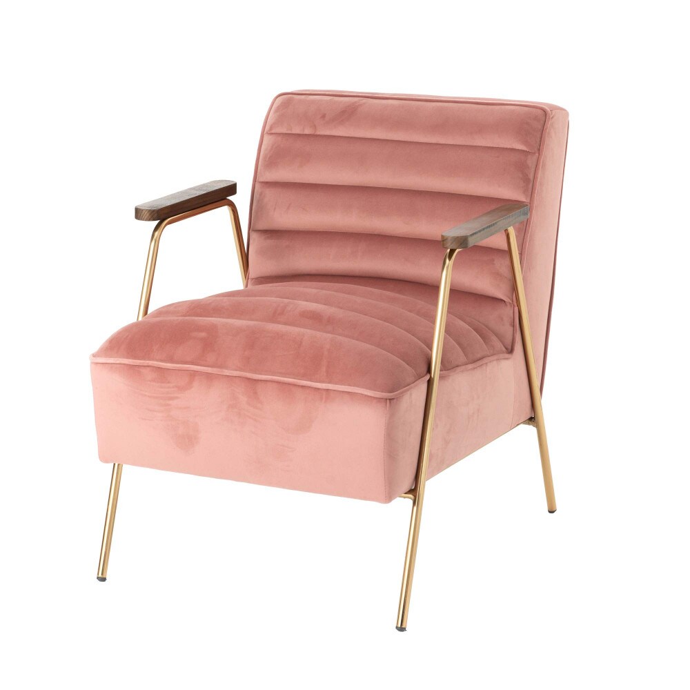 Fauteuil Hutch en velours rose -  Autre forme Tissu Amadeus 76.00x60.00 cm