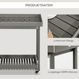 thumbnail of Servierwagen Grilltisch 87x50x80 cm Dunkelgrau mit 2 Ablagen Handtuchhalter und 4 Rollen, HDPE Outdoor Rollwagen bis 50 kg belastbar