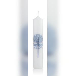 Wiedemann Kerzen Taufkerze Jungen verziert 265 x 50 mm, mit individueller Namensverzierung